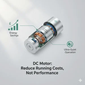 Diagram of an energy-efficient DC motor used in silent kitchen ceiling fans to reduce running costs in UK homes.