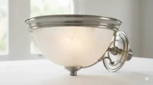 A traditional-style replacement light kit featuring a frosted glass bowl diffuser and a brushed steel fitting for a classic ceiling fan look.