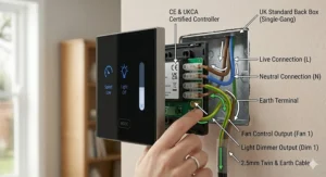 Graphic depicting the timer function on a digital wall control to reduce home energy consumption.