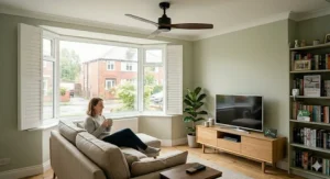 Matte black industrial-style designer ceiling fan suitable for loft apartments.
