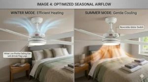 Modern smart ceiling fan with mobile app and voice control for guest bedroom convenience.