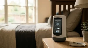 Smartphone app interface controlling bedroom ceiling fan speed and lighting.