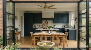 A classic white ceiling fan for a kitchen diner, featuring a traditional style that blends with neutral decor.