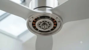 Whisper-quiet large ceiling fan blade design for peaceful conservatory lounging.