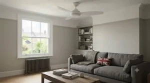 Energy-saving comparison chart for a budget ceiling fan under £100 versus traditional AC units.
