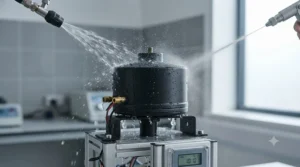 Infographic explaining IP54 water splash and dust resistance for outdoor electrical fixtures.