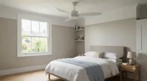 Sleek and modern budget ceiling fan under £100 complementing contemporary interior decor.