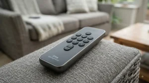 Handheld remote control unit used to adjust speed and settings for an IP54 waterproof ceiling fan.