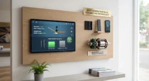 Infographic comparing energy consumption and running costs between BLDC and traditional AC ceiling fans in UK homes.