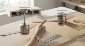 Flush-mounted low wattage ceiling fan designed specifically for rooms with low ceilings in modern UK homes.