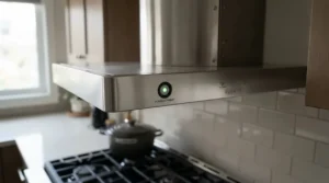 Digital panel showing countdown on a bedroom ceiling fan with sleep timer