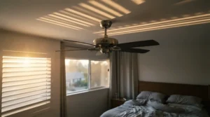 An energy-saving sleep timer ceiling fan that switches off automatically by morning.